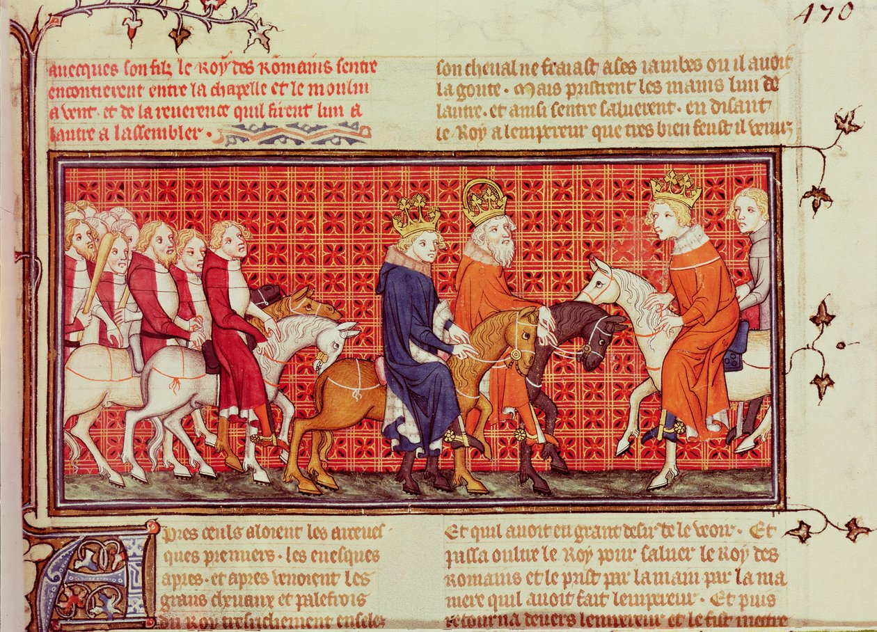 Meeting Between Charles V of France and Holy Roman Emperor Charles IV Accompanied by the King of the Romans, from Grandes Chroniques de France by French School
