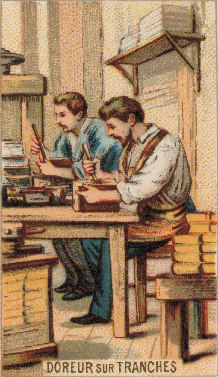 Men Gilding Books with Gold by French School