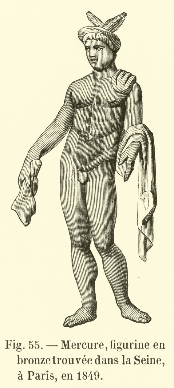 Mercury, Bronze Figurine Found in the Seine, Paris, 1849 by French School