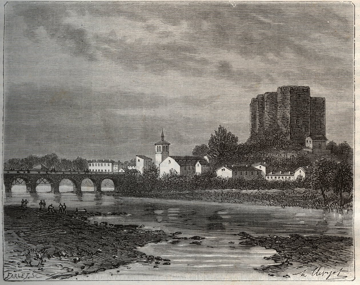 Montrond-les-Bains, department of the Loire in the Rhone-Alpes region - engraving in 