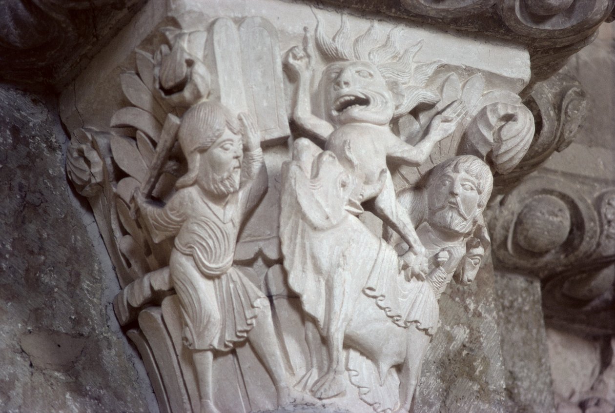 Moses and the Golden Calf, capital relief, c.1130 by French School