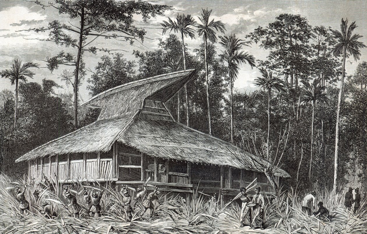 Mosque in Dodinga, New Guinea, illustration from Le Tour du Monde magazine, 1879 by French School