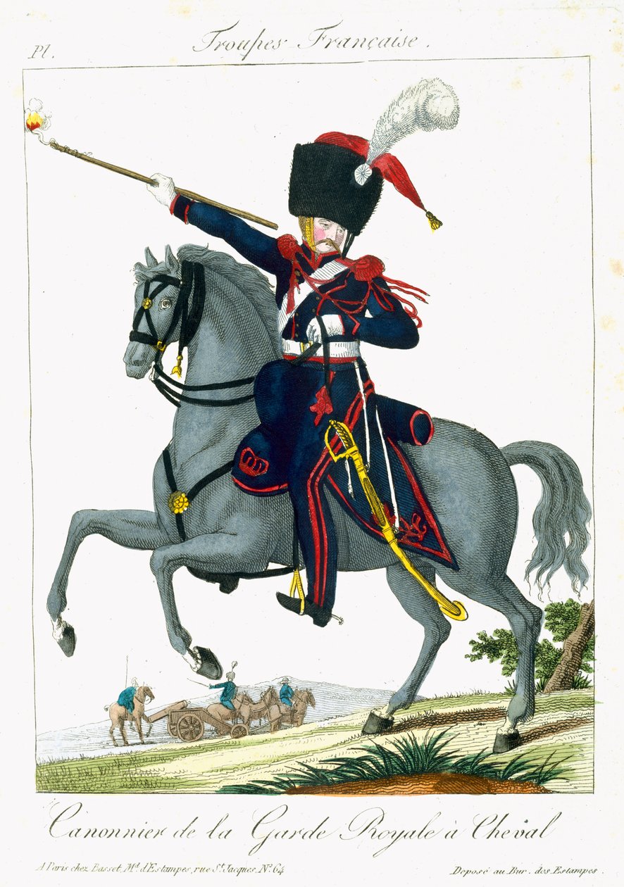 Mounted Cannonier of the Royal Guard, from Troupes Francaises, pub. chez Basset, Paris, c.1790 by French School