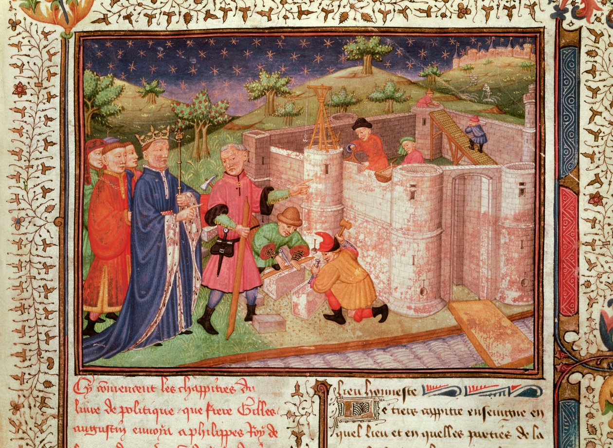 Construction of a Castle from Gouvernement des Rois et des Princes by French School
