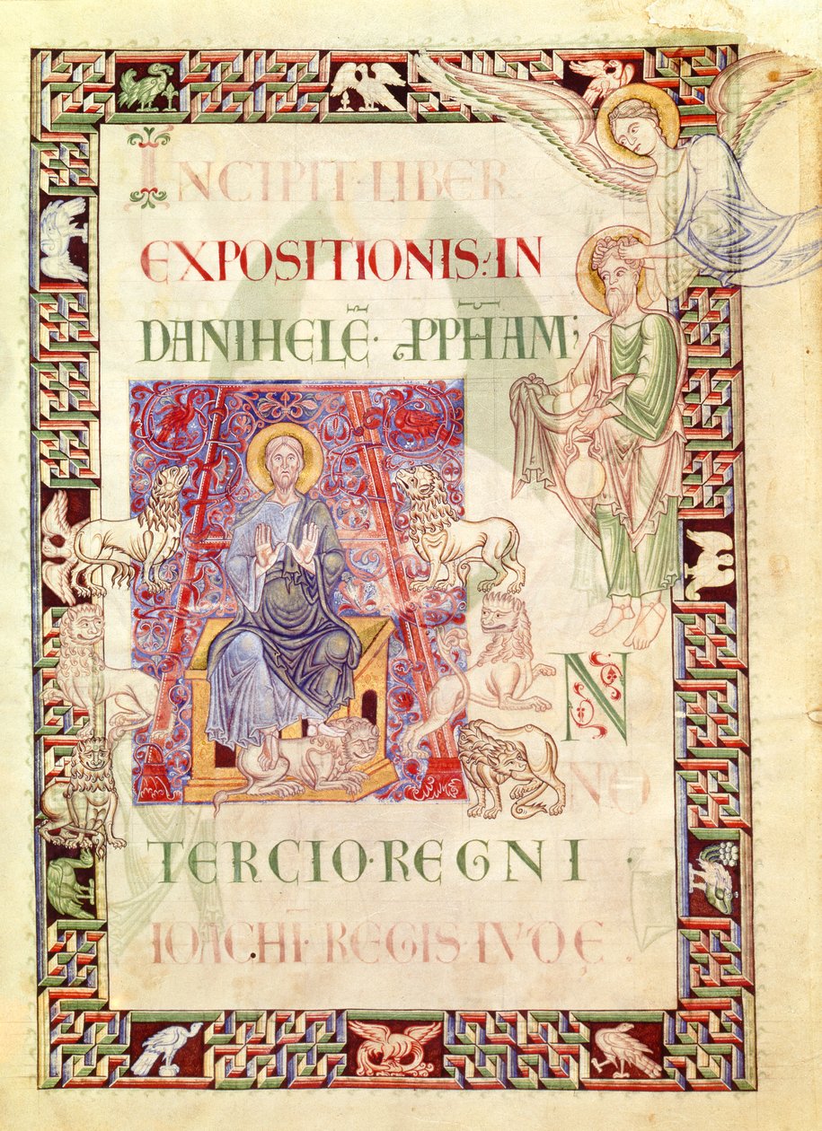 Daniel in the Lions Den Fed by Habakkuk, from Explanatio in Prophetas et Ecclesiasten by St. Jerome by French School