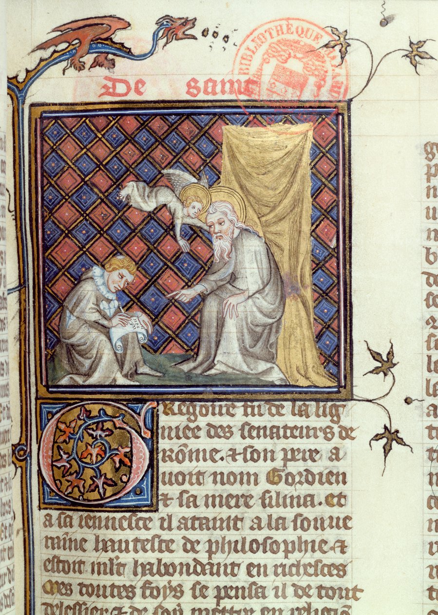 St. Gregory, from Legenda Sanctorum Aurea by Jacques de Voragine, c.1370 by French School