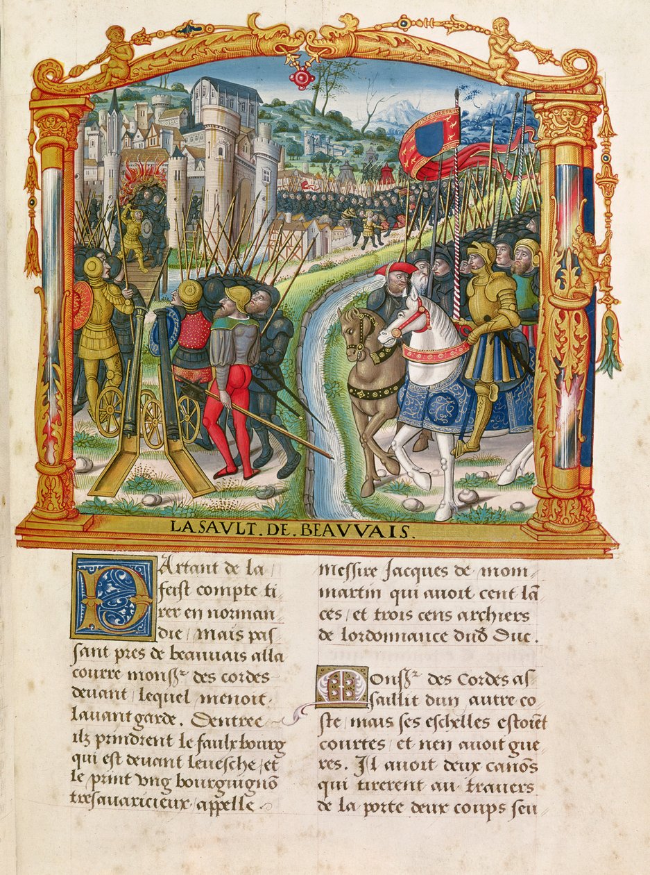 Siege of Beauvais by Charles le Temeraire, Duke of Burgundy, from the Memoirs of Philippe of Commines by French School