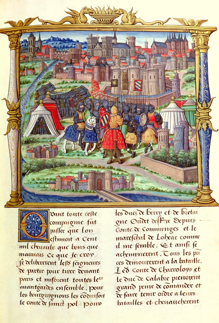 The Arrival of the Count of Charolais and his Army at the Siege of Paris, from the Memoires de Philippe de Comminnes, 1489-98 by French School