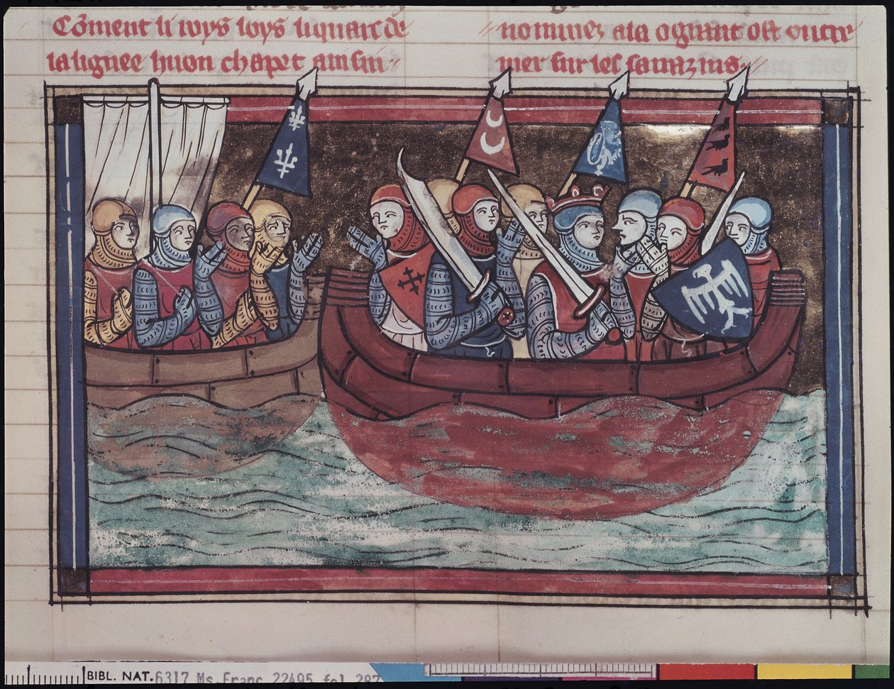 Embarkation for Abroad, from Le Roman de Godefroi de Bouillon, 1337 by French School