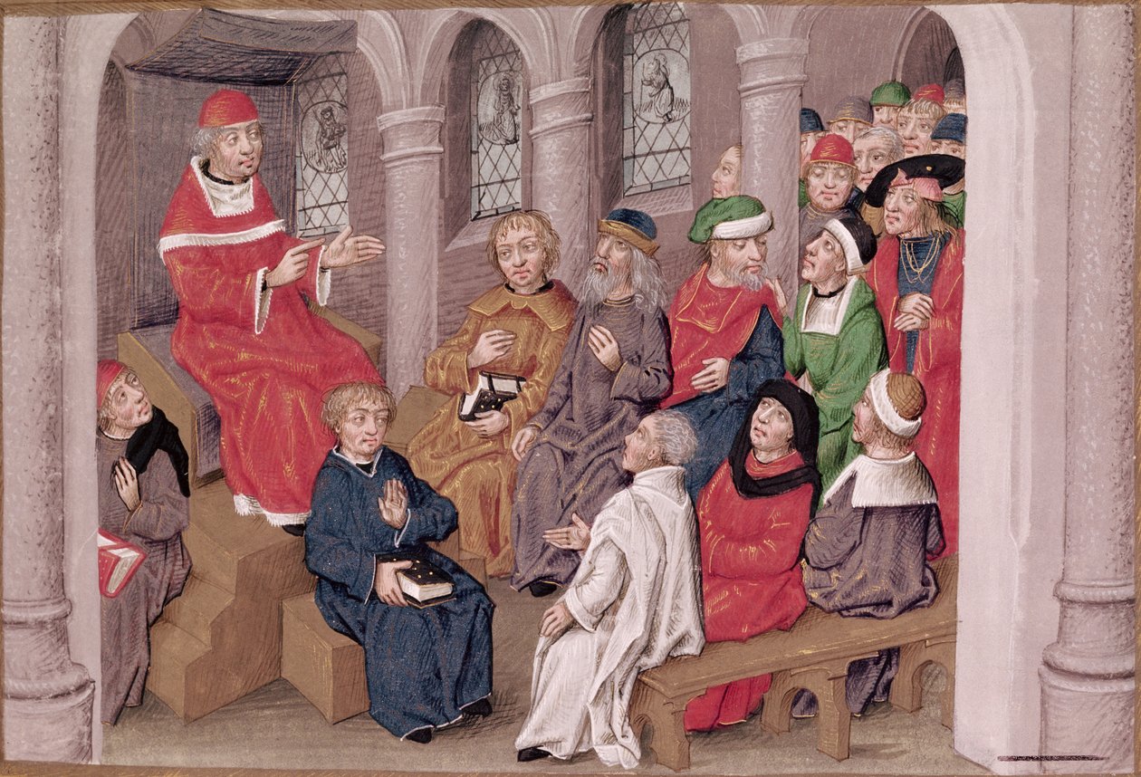 Jean de Gerson Preaching the Passion After Dinner at the Church of St. Bernard, Paris, from Sermons sur la Passion et Traites Divers by French School