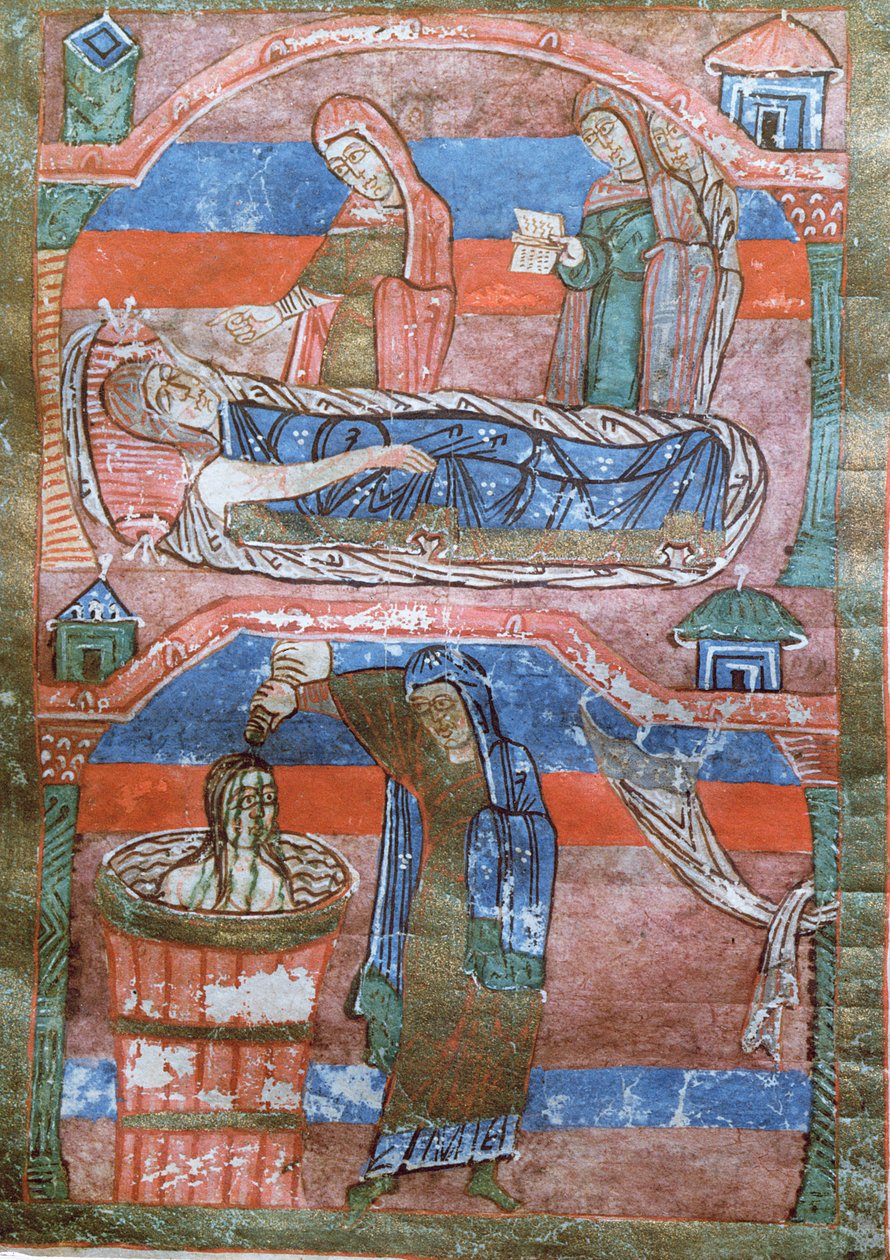 Dropsical woman cured by the baths by St. Radegund, from The Life of St. Radegund by French School