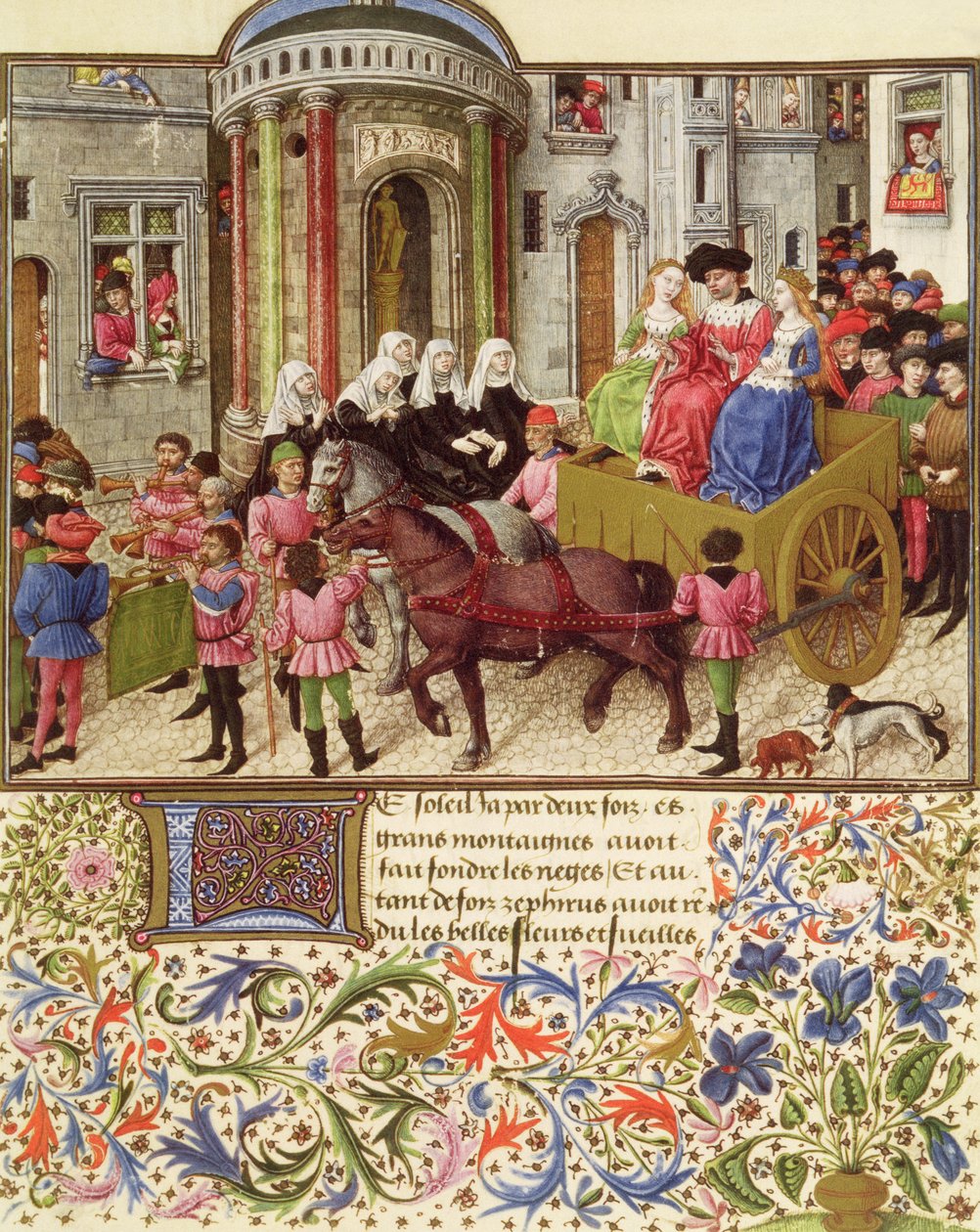 Theseus makes a triumphal entry into Athens, from La Teseida, by Giovanni Boccaccio by French School