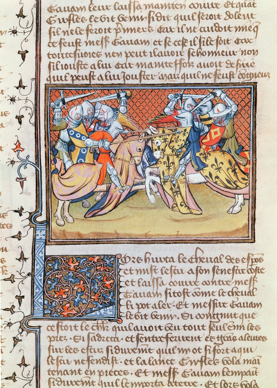 When the horses clash, from the Livre de Messire Lancelot du Lac by French School