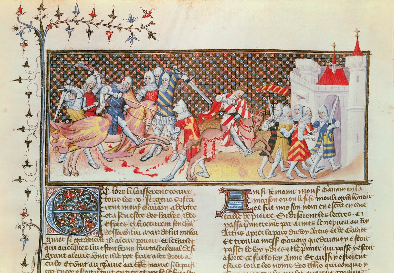 Scene of Knights Fighting, from the Livre de Messire Lancelot du Lac by French School