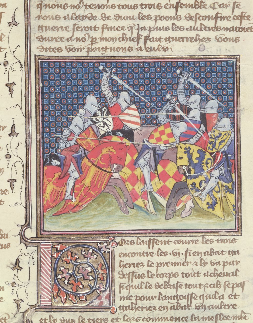 Knights in Battle, from the Livre de Messire Lancelot du Lac by French School