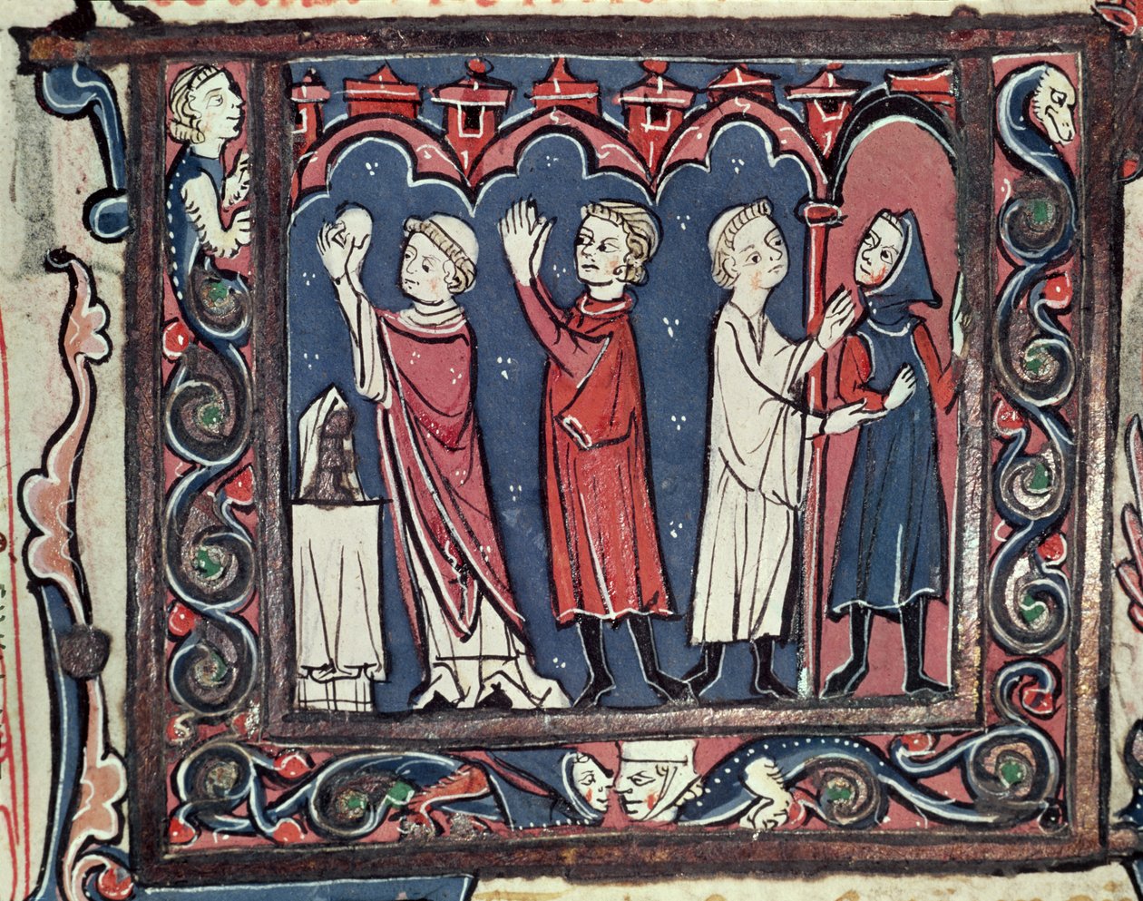 Scene of excommunication, from Decretales by Jean Andre, 13th-14th century by French School