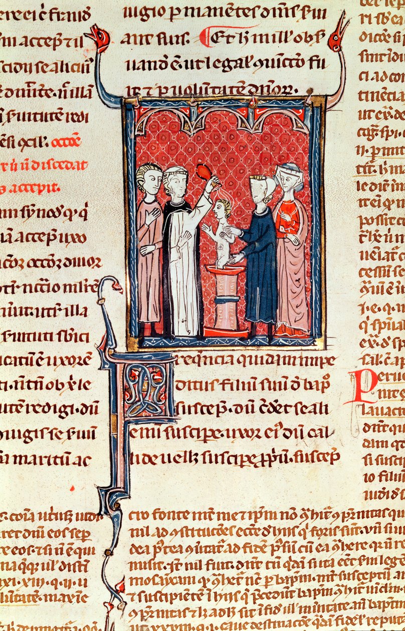 A Baptism Scene, from Decrets de Gratien by French School