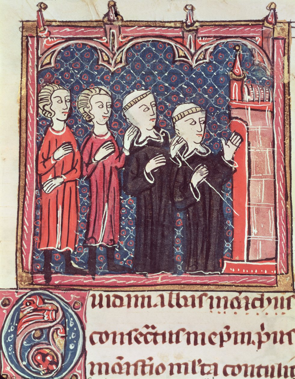 The Foundation of a Monastery, from Decrets de Gratien (Ms 372 fol.47v) by French School