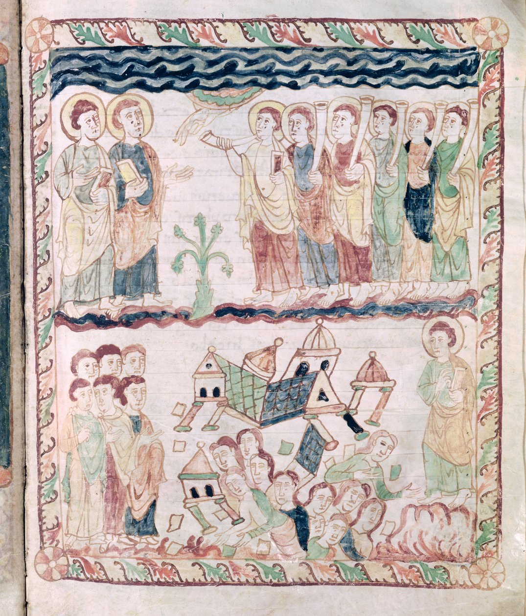 Angels with Trumpets and the Earth Shaking, from the Apocalypse of St. John by French School