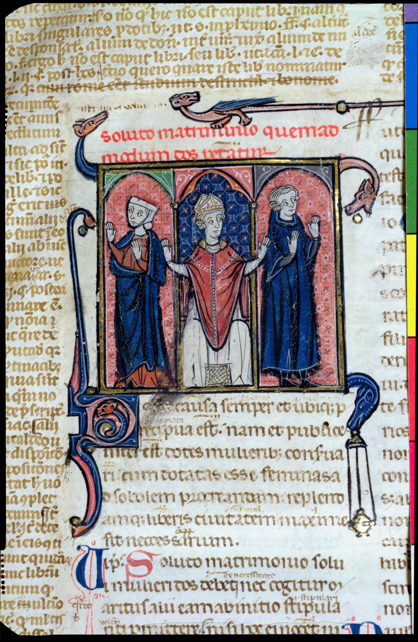 Illustration from Digeste Depicting the Dissolution of a Marriage by a Bishop by French School