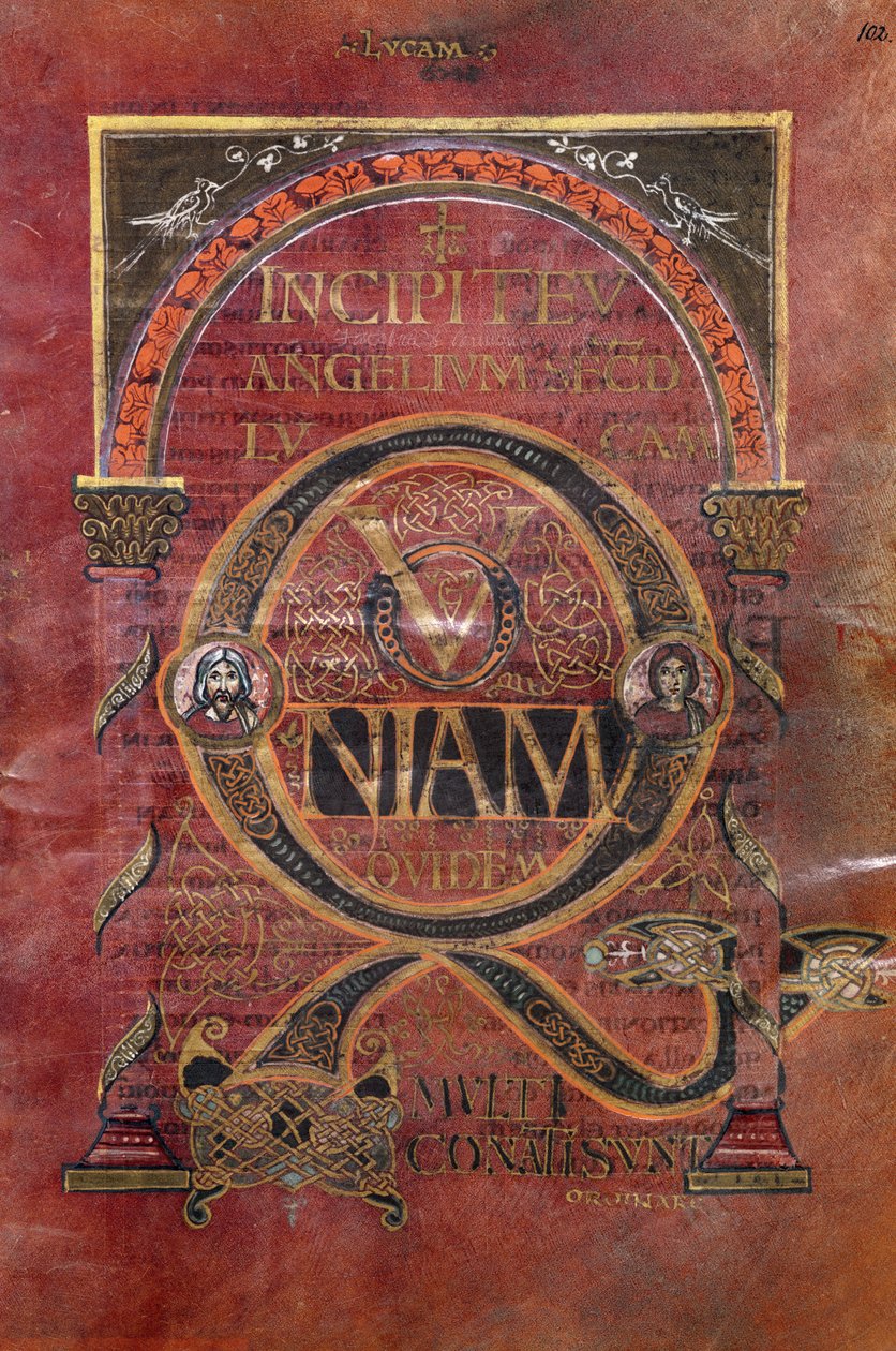 Prologue of the Gospel of St. Luke, from the Gospel of St. Riquier, c.800 by French School