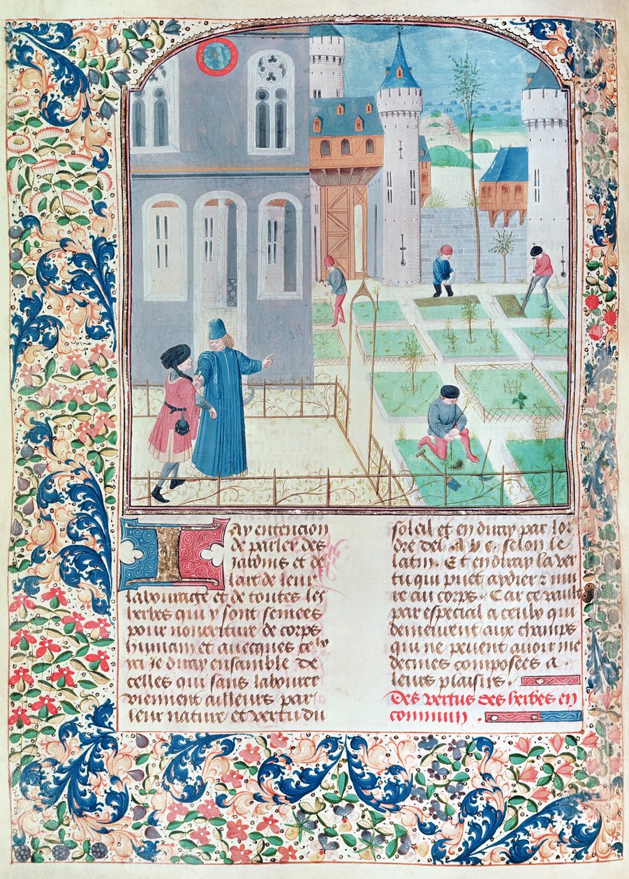 The Garden, Illustration from Le Livre des Prouffitz Champestres by Pietro de Crescenzi by French School