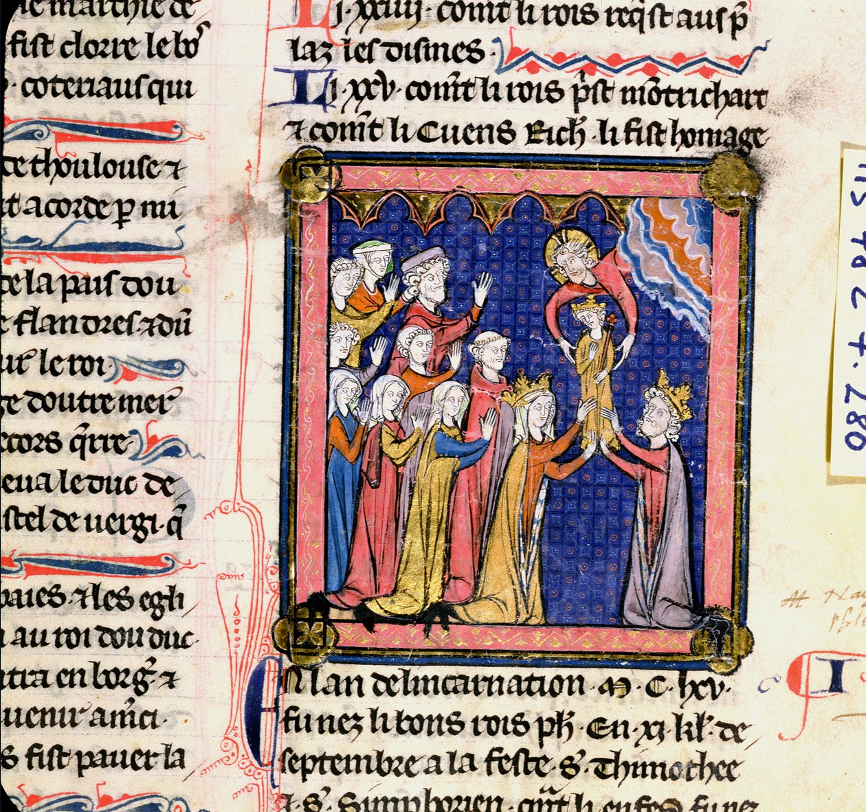 King Philip II of France, from the Chroniques de Saint-Denis, late 13th century by French School