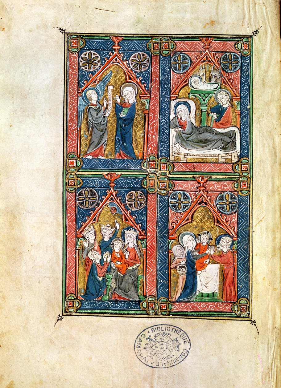 The Annunciation, the Nativity, the Adoration of the Magi and the Purification, from the Hours of Mahaut d