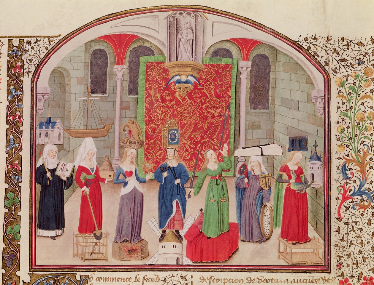 Theological and Cardinal Virtues, from Ethics, Politics and Economics by Aristotle by French School
