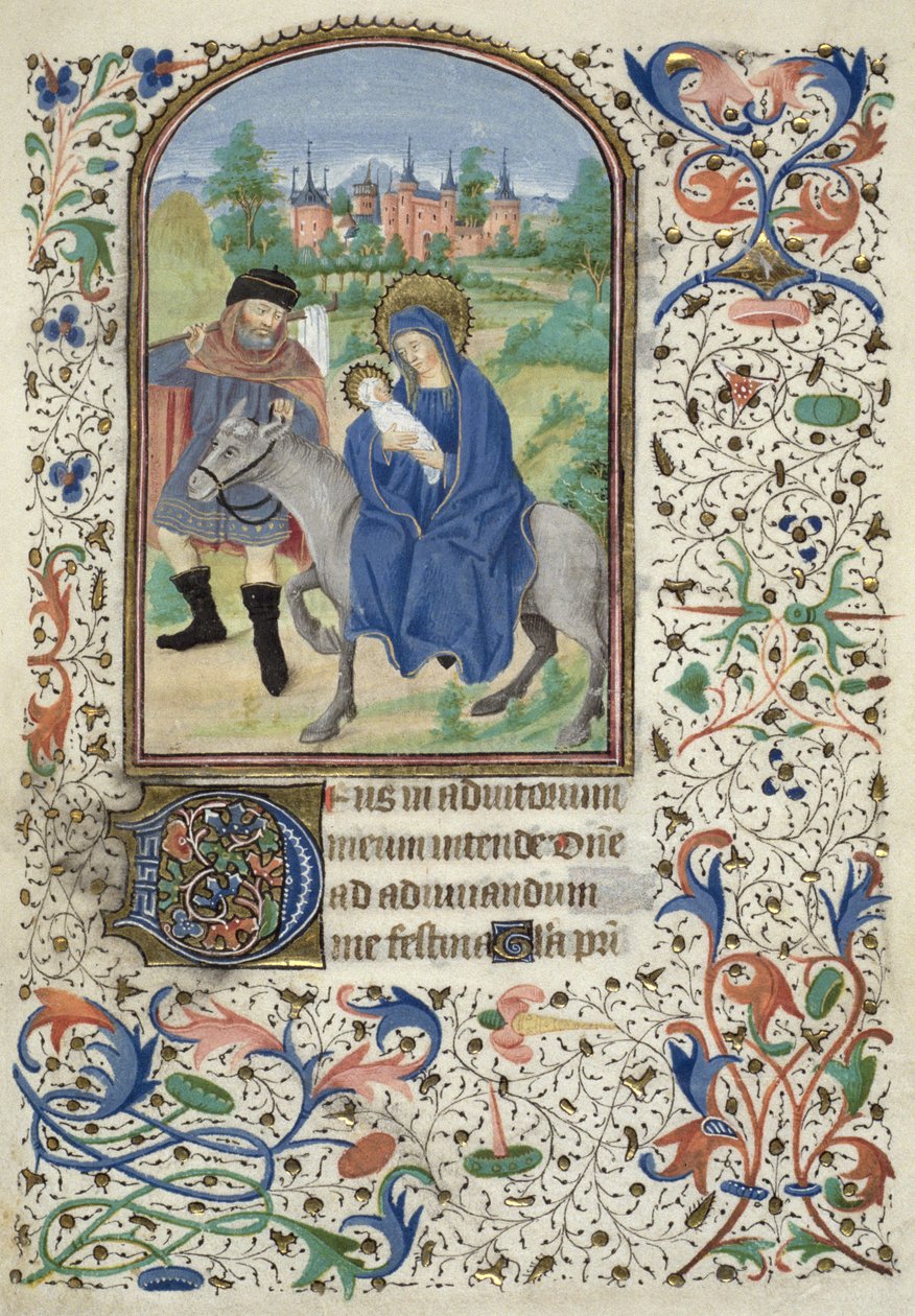The Flight into Egypt, from Glasgow Hours, c.1450-60 by French School