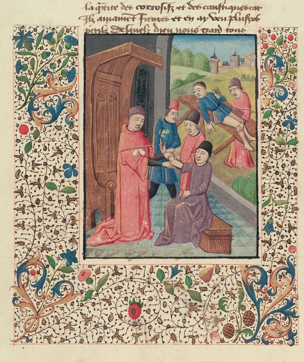 A doctor treating fractures, from La Grande Chirurgie by Guy de Chauliac by French School