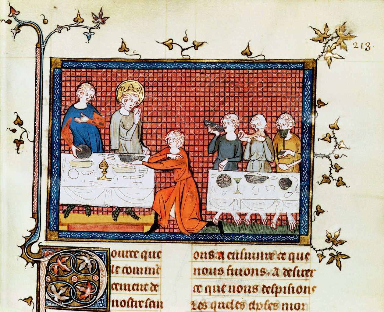 St. Louis Feeding the Poor, from Life and Miracles of St. Louis by French School
