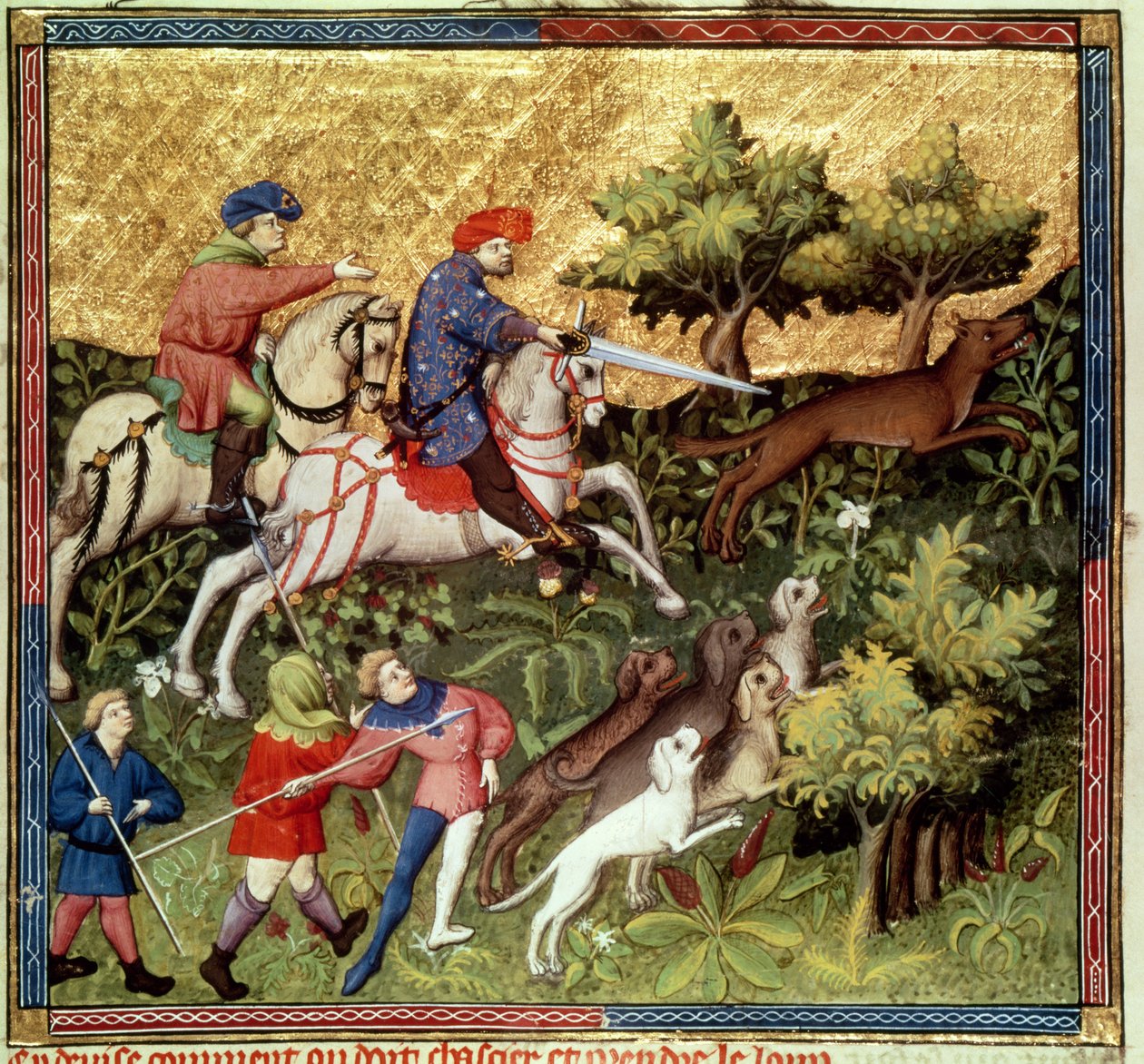 Wolf hunt, from a book by Gaston Phebus de Foix by French School