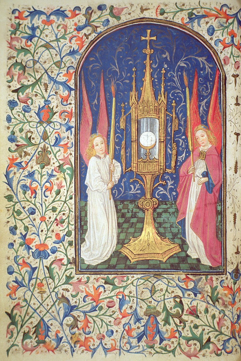 The Holy Sacrament and two angels by French School