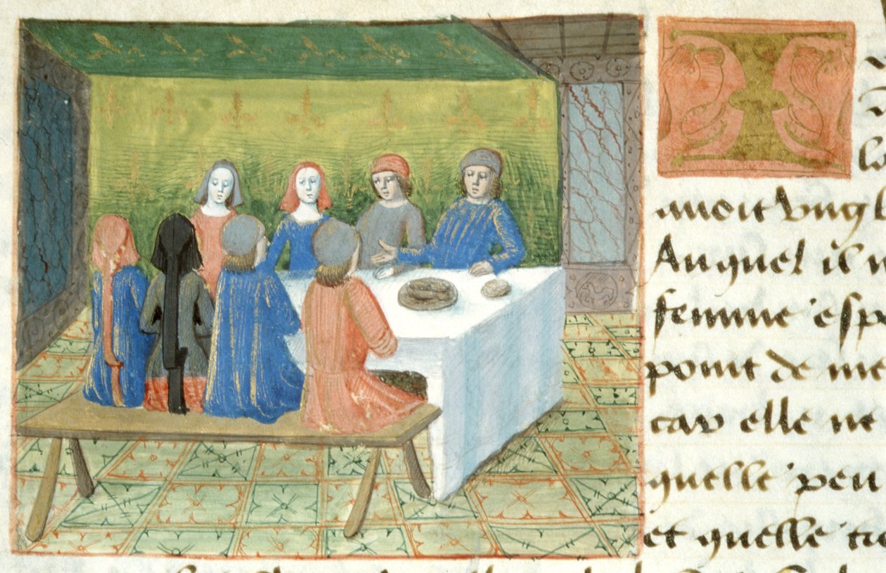 Meal, from Les Cent Nouvelles Nouvelles, 1462 by French School