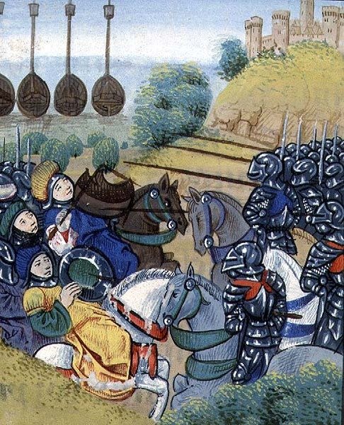 Hungarian victory over the Turks with the Turkish fleet in the background, by Jean Chartrier, late 15th century, from the 