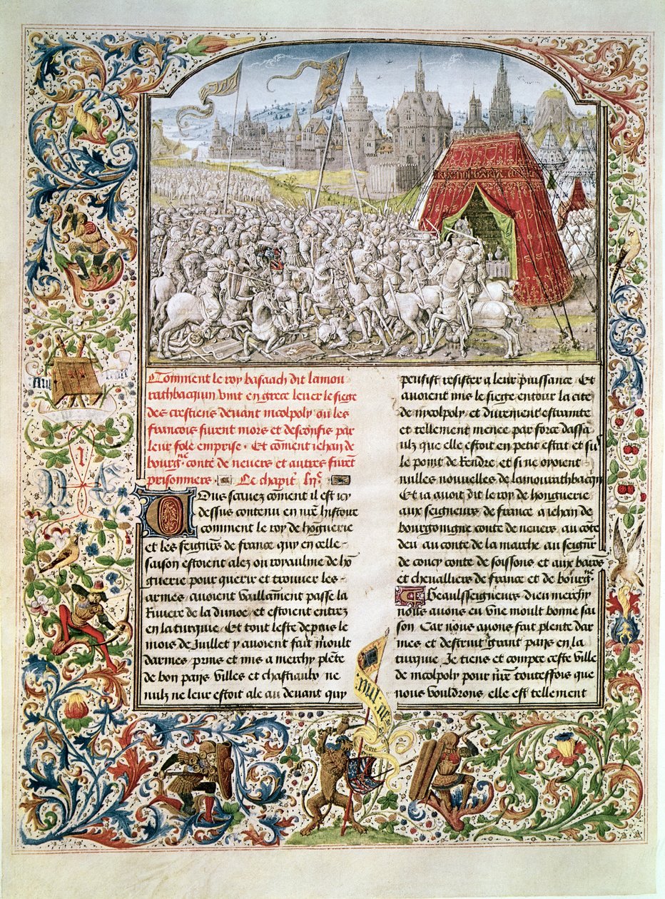 Battle of Nicopolis in 1396, Facsimile of the Breslau Manuscript, from Froissart
