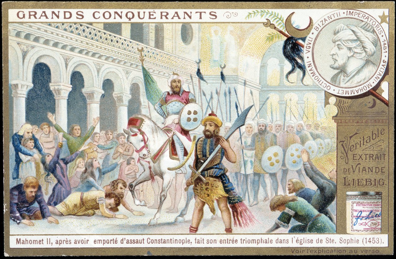 Muhammad II: The Triumphant Entrance to the Church of St. Sophia, Constantinople - Chromo. Liebig by French School