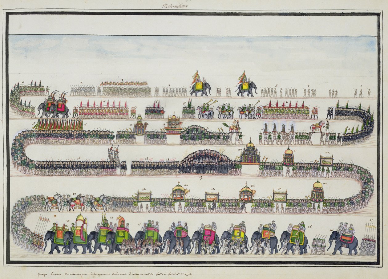 Muharram Ceremony, Faizabad, 1772 from The Gentil Album, Published in 1774 by French School