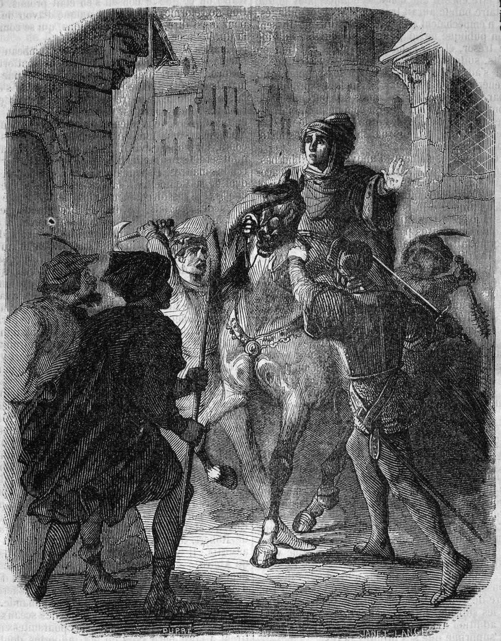 Murder of Louis I of Valois, Duke of Orleans (1372 - 1407) in Old Rue du Temple by Jean Sans Peur - in Histoire de France by L.-P. Anquetil by French School