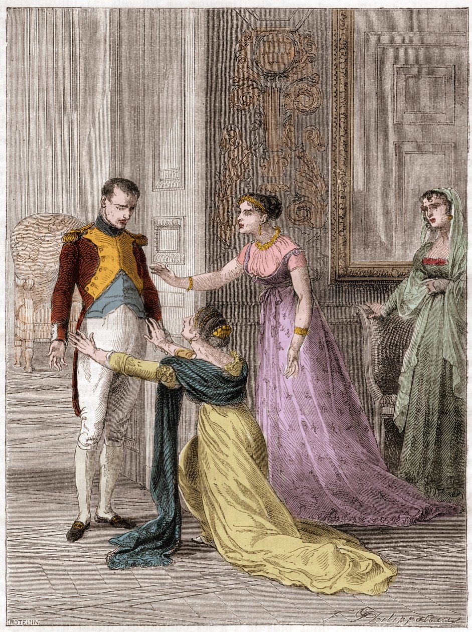 Napoleon Bonaparte (1769-1821), Emperor of France, granting Madame de Polignac the grace of her husband