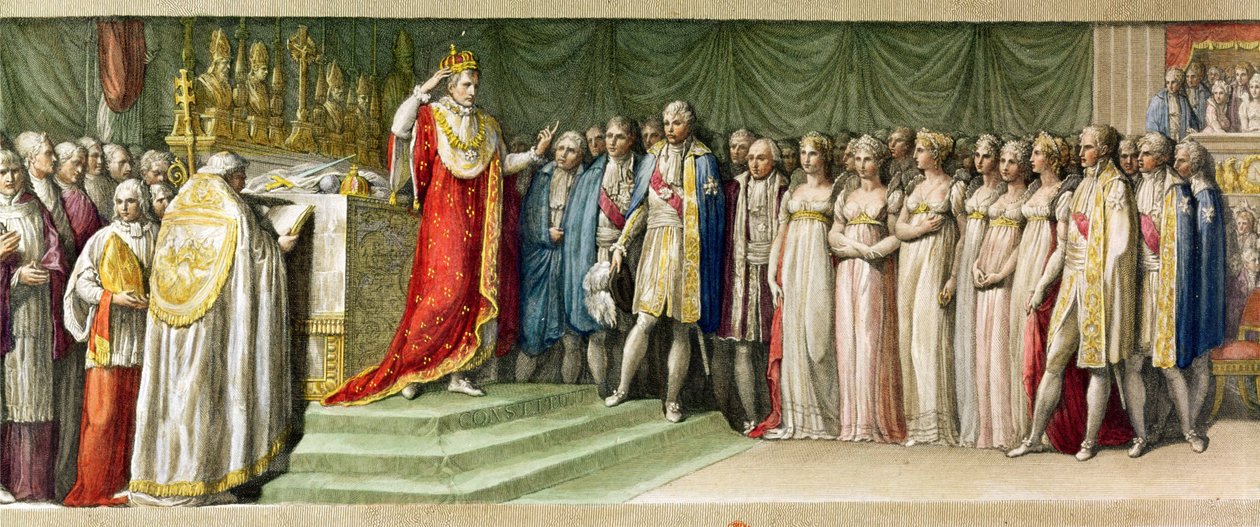 Napoleon Bonaparte Crowning himself with the Iron Crown of the Lombards at Milan by French School