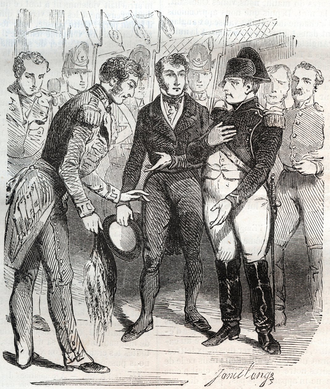 Napoleon Bonaparte boarding the British ship Bellerophon by French School