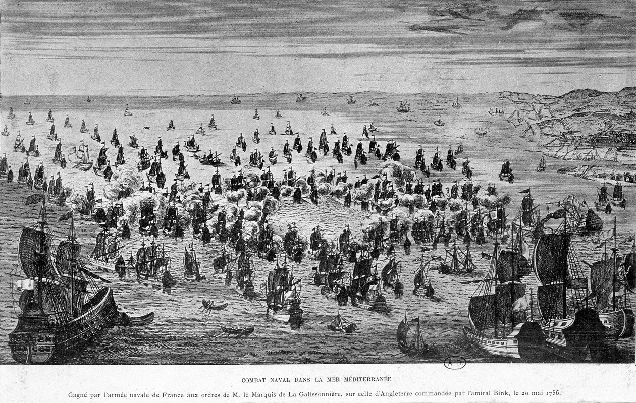 Naval Battle on the Mediterranean Sea, Won by the Naval Army of France at the Orders of the Marquis de La Galissonnière, Over That of England Commanded by Admiral Bink, May 20 by French School