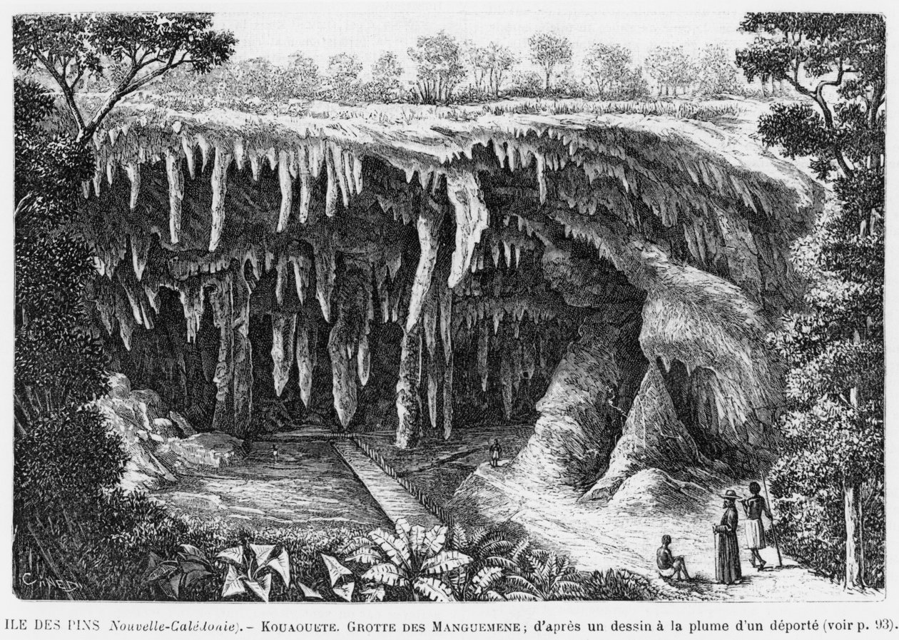 New Caledonia, Isle of Pines, Kouaouete, Manguemene Grotto, Illustration from the Bulletin Les Missions Catholiques, After a Pen & Ink Drawing of a Deportee, 1893 by French School