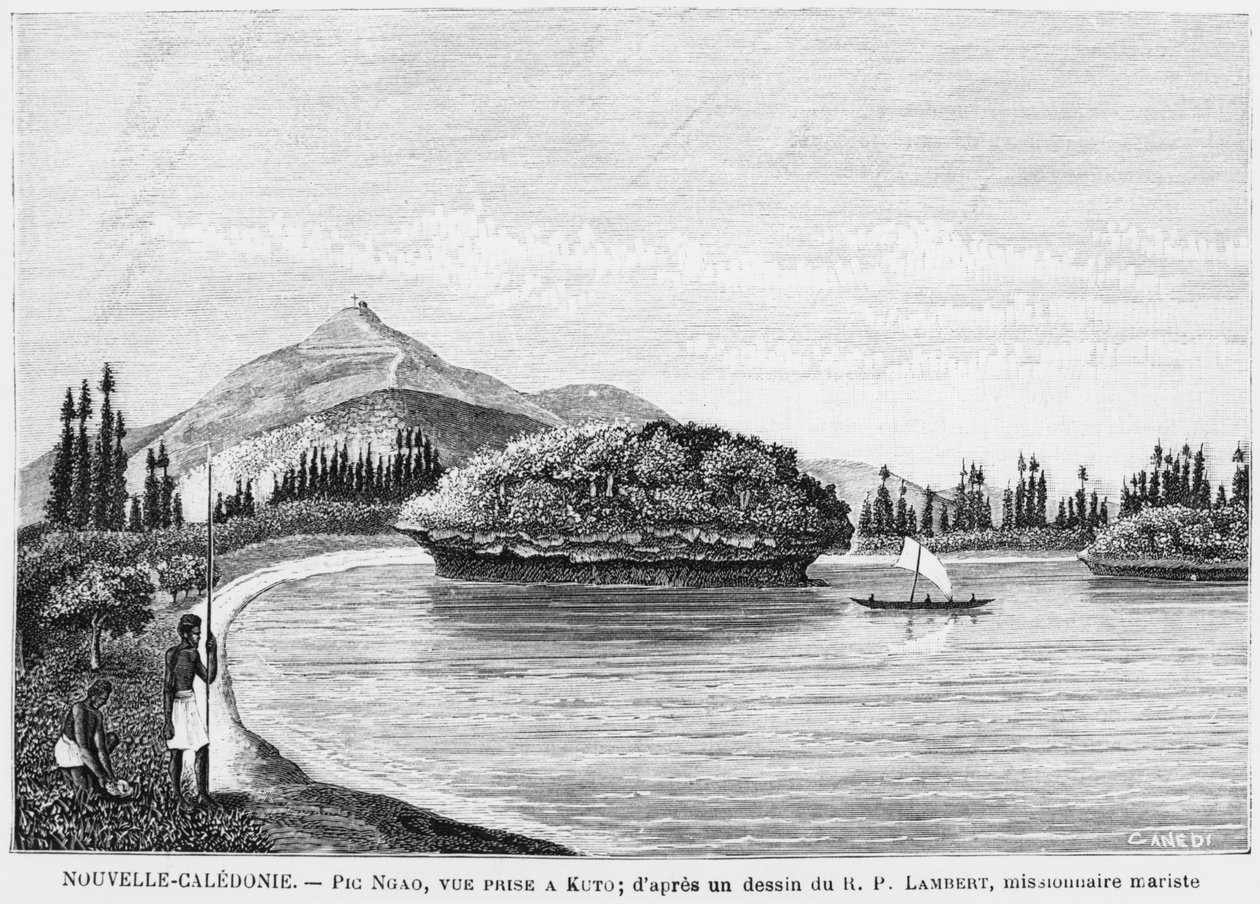 New Caledonia, Isle of Pines, Pic Nga Seen from Kuto, After a Drawing by Reverend Father Lambert, a Marist Missionary, Illustration from the Bulletin Les Missions Catholiques, 1893 by French School