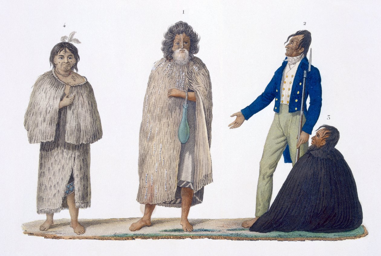 New Zealand Natives in Indigenous and Western Dress, 1826 by French School