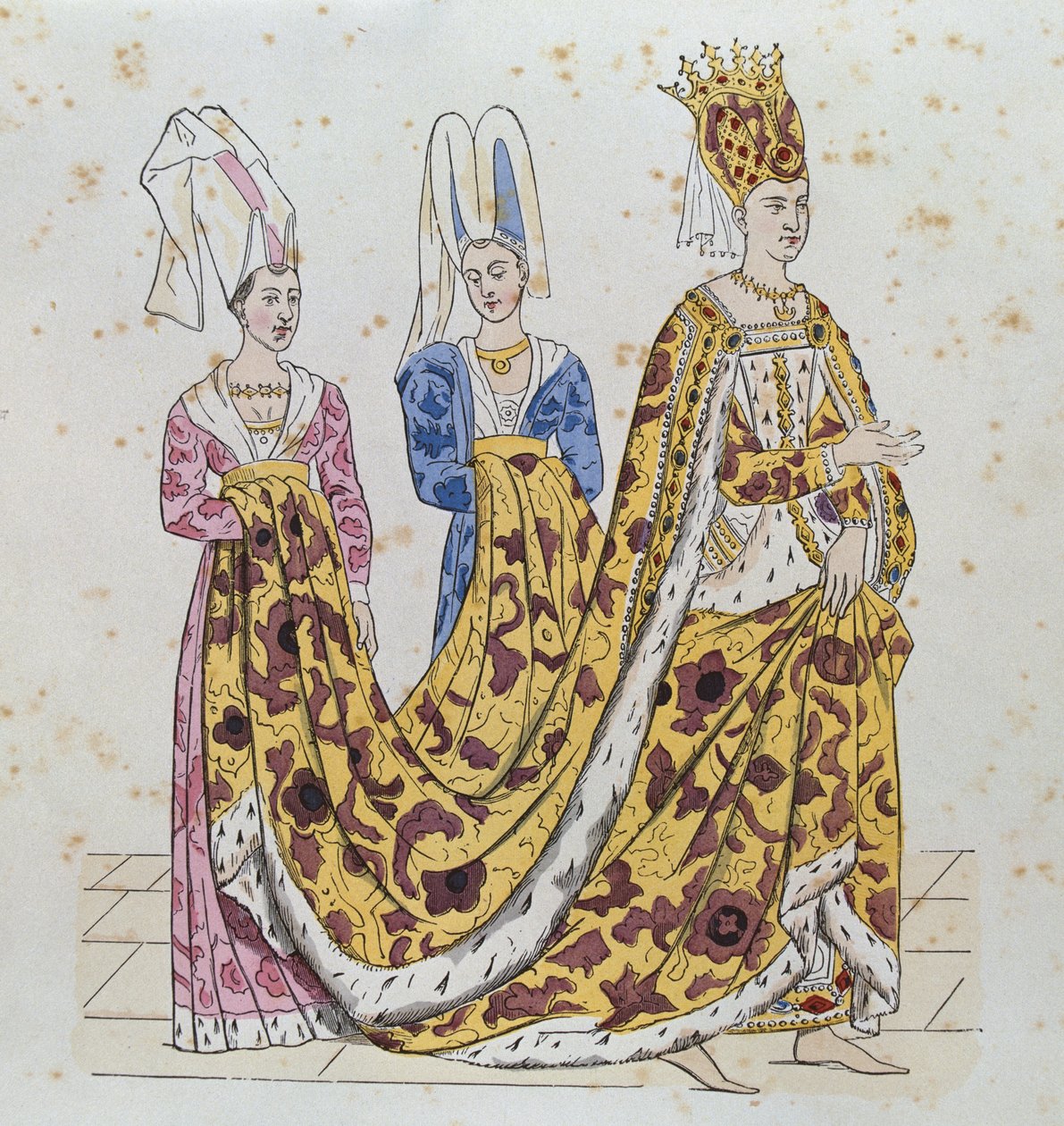 Noblewoman from the court of Isabella of Bavaria and her attendants by French School