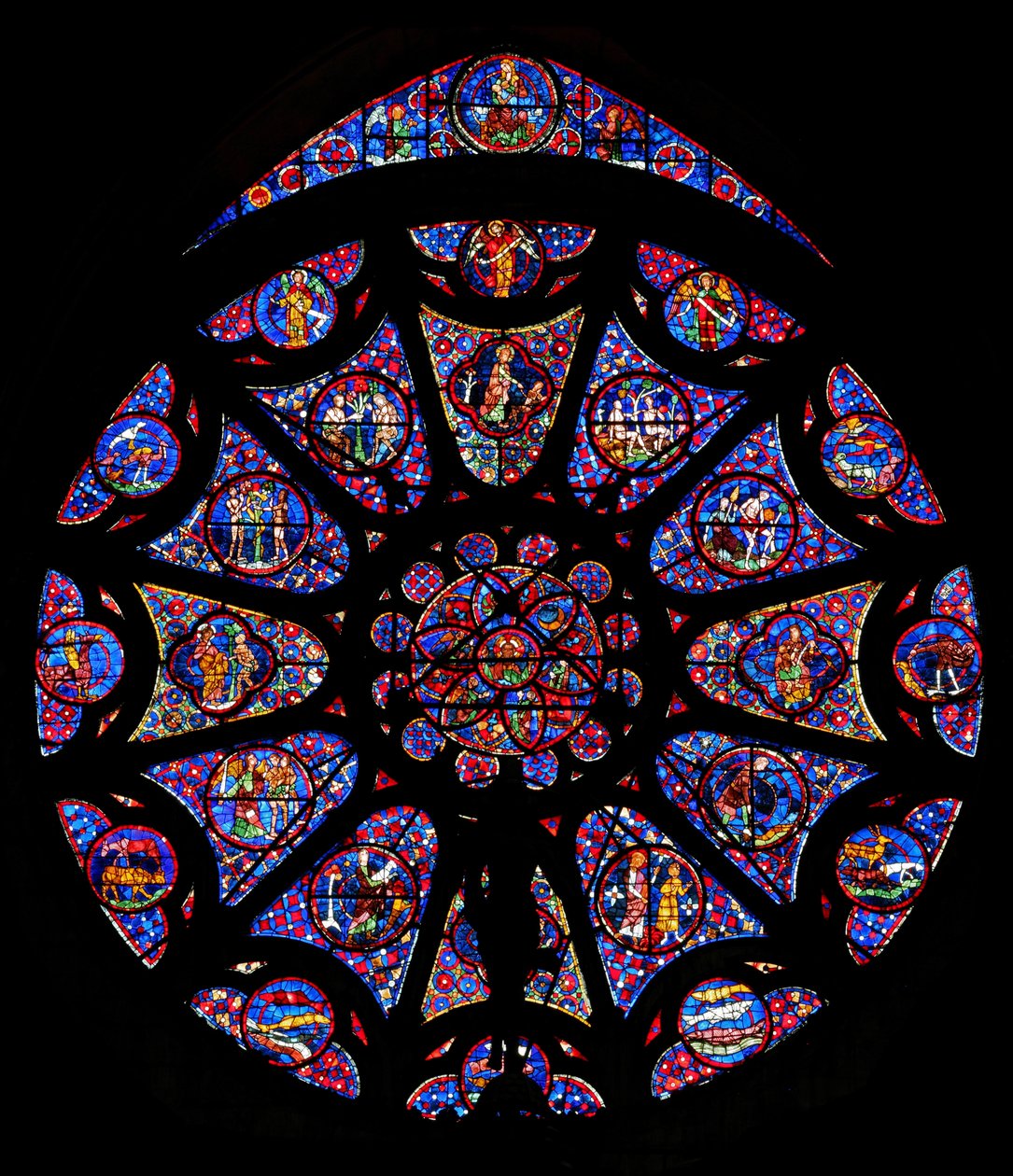 North rose window depicting the Creation and Adam & Eve by French School
