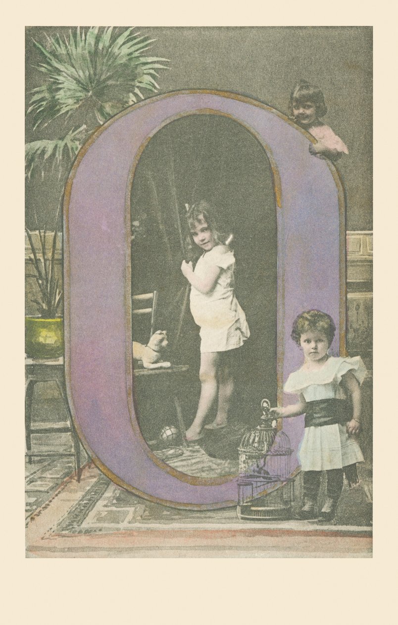 Three children, one cage by French School